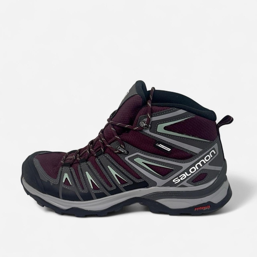 Salomon X Ultra Pioneer Mid 416713 Wine Hiking Boots Shoes Women's Size 8
